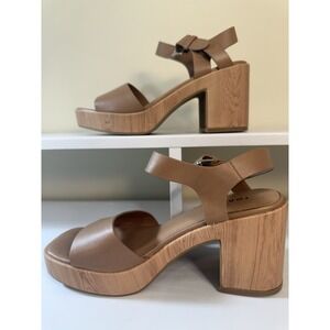 Torrid Platform Block Heel Sandal Tan Beige 7.5WW Open Toe Extra Cushion